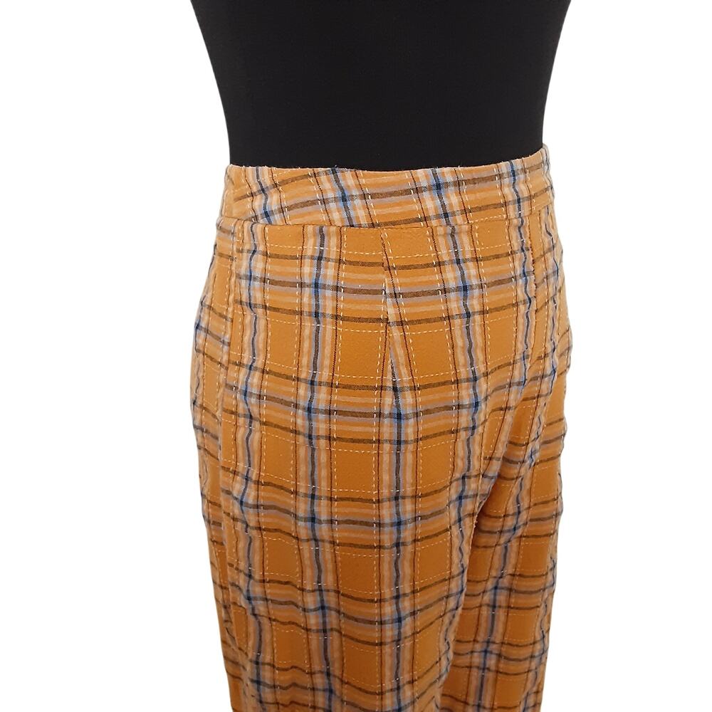 Vintage 70s Inspired Plaid Trousers Orange Womens S/M Academia - Picture 5 of 12